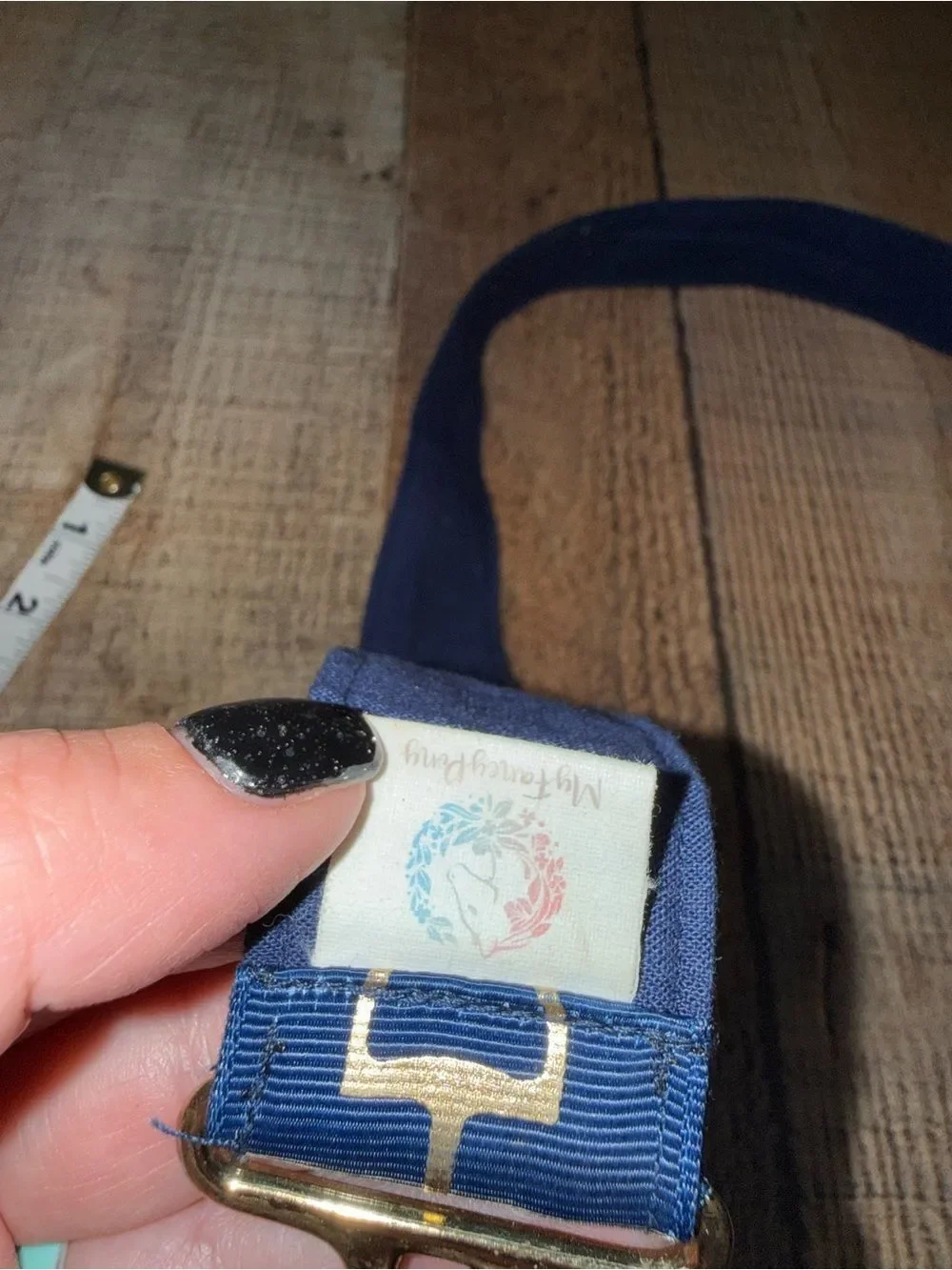 My fancy pony navy equestrian snaffle bit belt with gold foil accents
